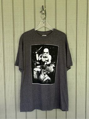 Star Wars Stormtrooper Drummer Graphic T-Shirt Mens XL Charcoal Grey
